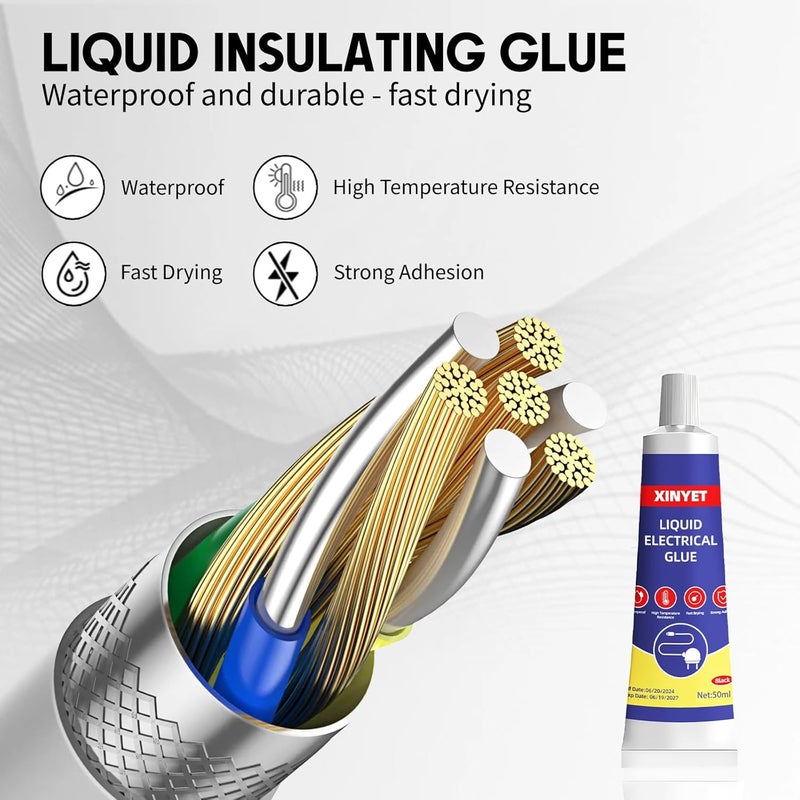 Xinyet Liquid Electrical Tape,Liquid Insulating Waterproof Fast Fixed Dry Sealing Glue, Insulating Electrical Tape Glue, Fast Dry Liquid Electrical Tape for Wires & Cables, Marine (Black) - Image 5
